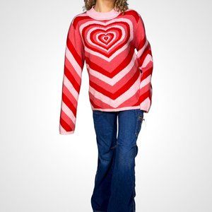 Heart Print Turtleneck Sweater